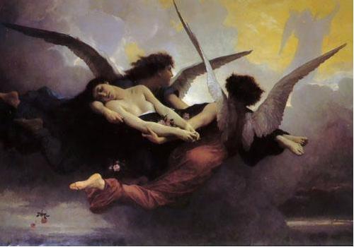 William-Adolphe Bouguereau Depiction of a soul being carried to heaven by two angels Sweden oil painting art
